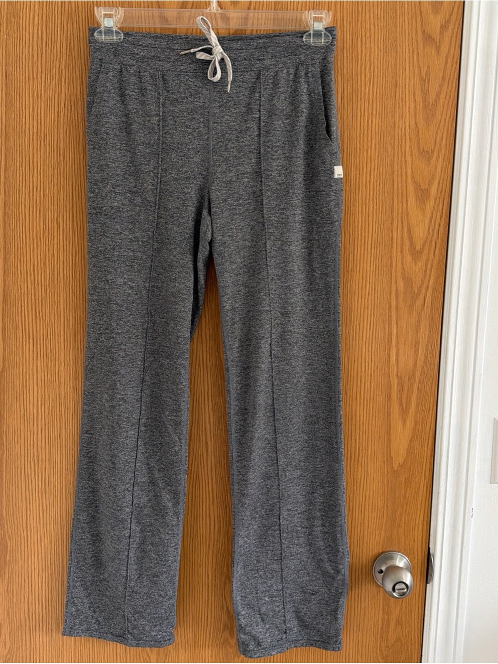 Vuori Halo Essential Wide Leg Pants Small Grey Heather Drawcord Elastic Waist